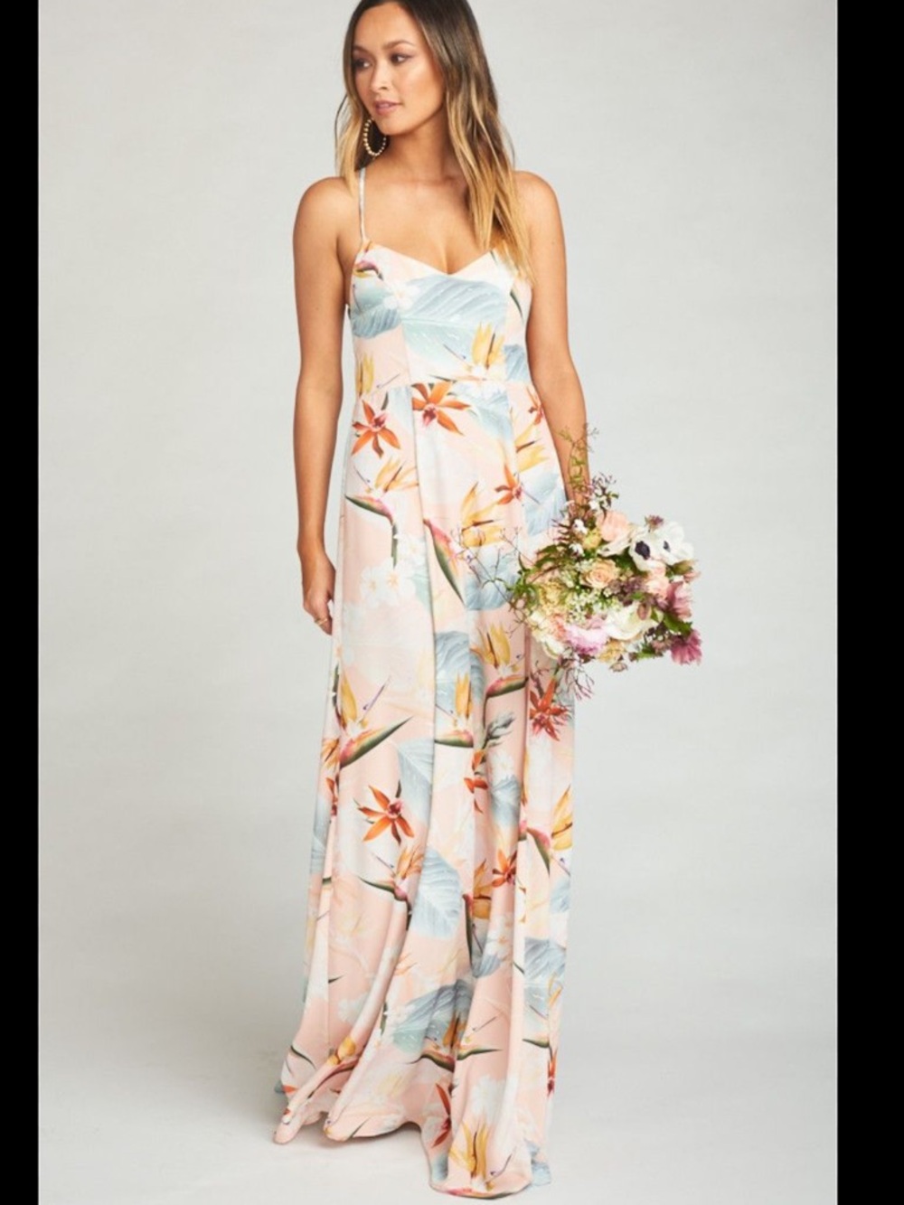 Show me your MuMu Floral Pink Tropical Maxi Dress with Spaghetti Straps